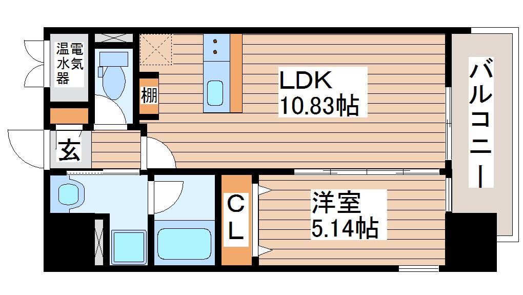 セントフィールド榴ヶ岡アネックス(1LDK/8階)の間取り写真