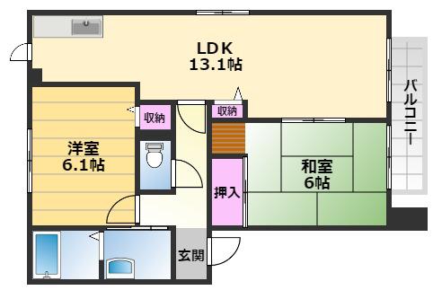 ファミール取石 A棟(2LDK/1階)の間取り写真