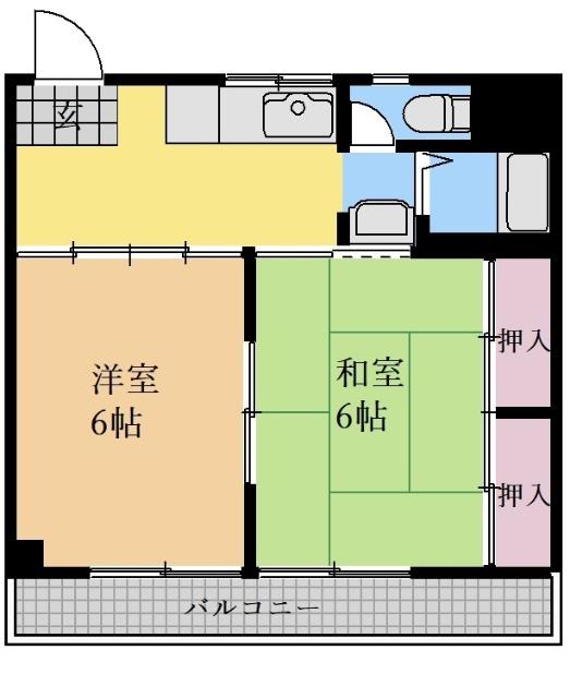 マンションルンビニーI(2K/4階)の間取り写真