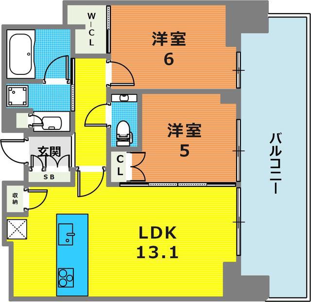 ベイシティタワーズ神戸ウエスト(2LDK/20階)の間取り写真