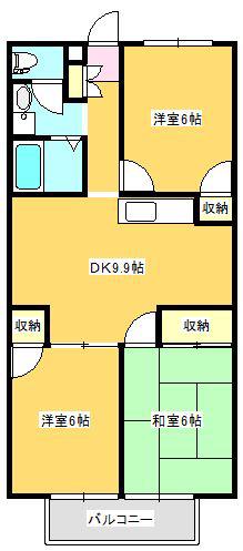 グランプレミア松縄(3DK/1階)の間取り写真