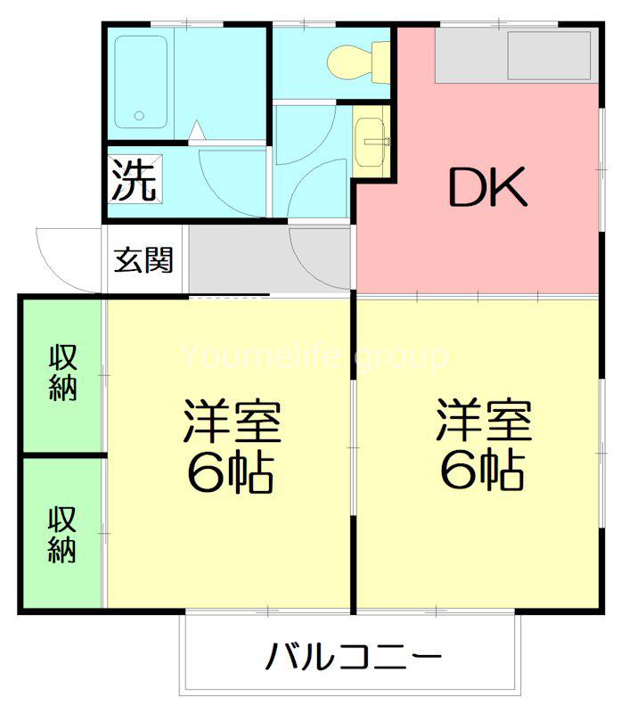 ビラマーサB(2DK/1階)の間取り写真