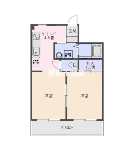 堤ビル(2DK/2階)の間取り写真