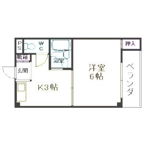 寿ハイツ(1K/1階)の間取り写真