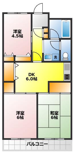 アルカディア岸(3DK/5階)の間取り写真