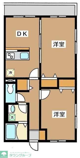 ツルースワン(2DK/1階)の間取り写真