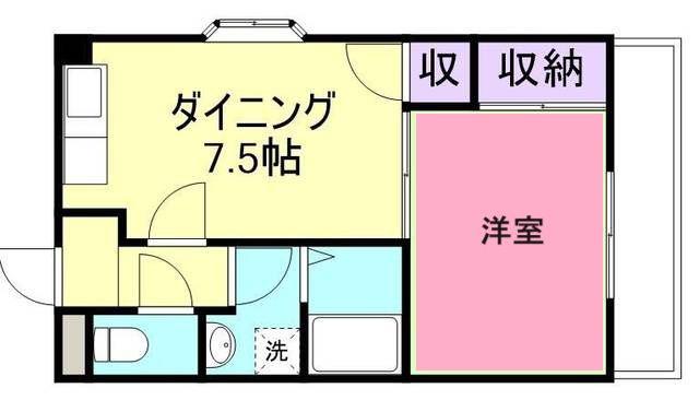 ハイツ春日(1DK/2階)の間取り写真