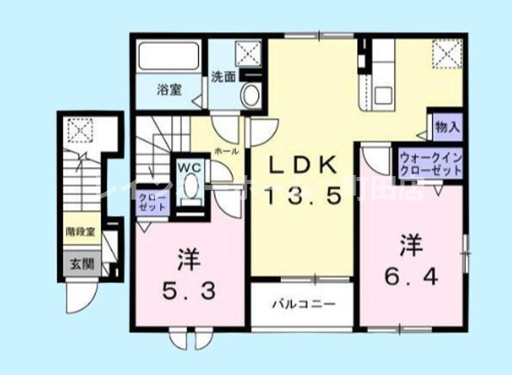 ＪＲ横浜線 相原駅 徒歩34分 2階建 新築(2LDK/2階)の間取り写真