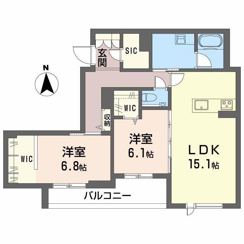 SHA MAISON THE ASHIBE(2LDK/3階)の間取り写真