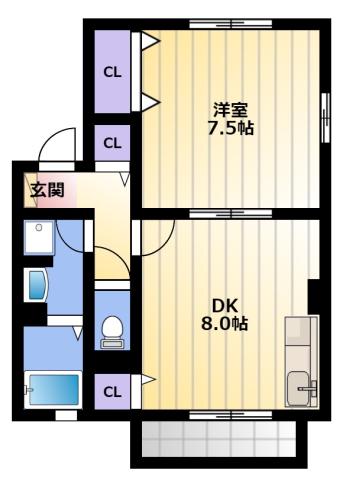 シェ・モア志都呂A(1LDK/1階)の間取り写真