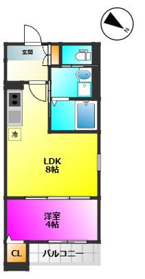 ROBOT HOME 竹下(1LDK/3階)の間取り写真