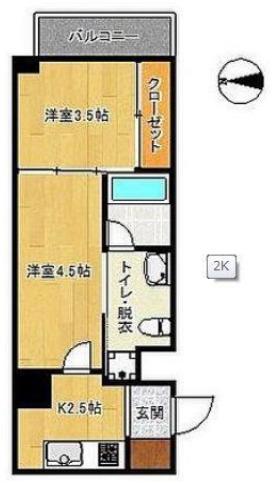 ルネッサンス21薬院サウス(2K/7階)の間取り写真