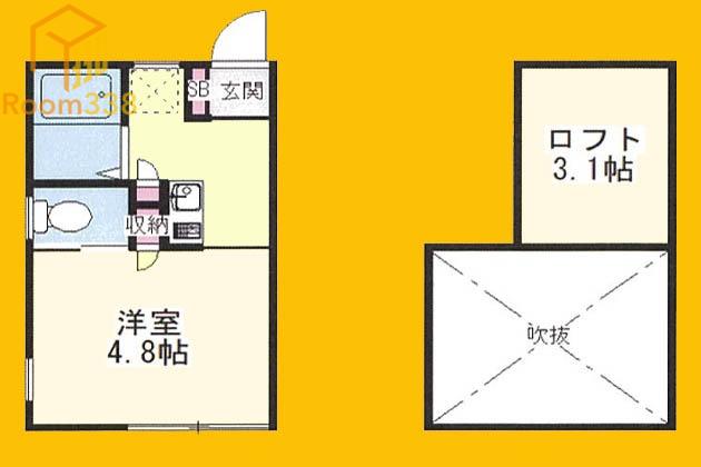 アヴァンセCOCO(1K/2階)の間取り写真