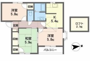 プリミエール国分寺(3K/2階)の間取り写真