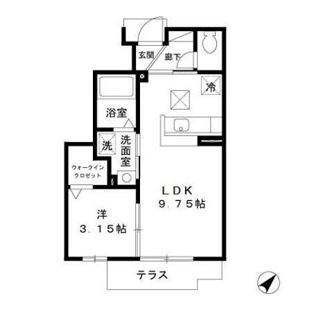 リヴェールβ(1LDK/1階)の間取り写真