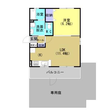 オアシスコート(1LDK/1階)の間取り写真
