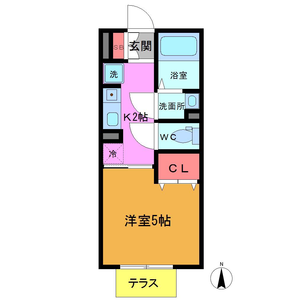 モナリエM(1K/1階)の間取り写真