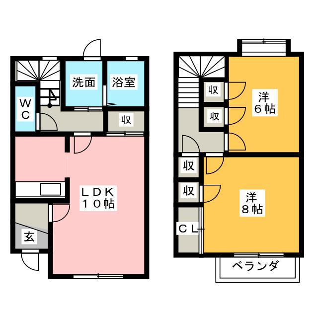 プリメーラ E棟(2LDK/1階)の間取り写真
