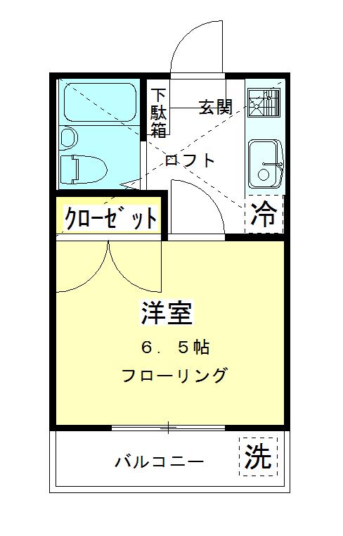 アシュレー蒲生(1K/1階)の間取り写真