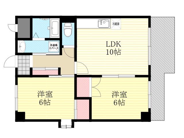 フルーブシャトー(2LDK/5階)の間取り写真