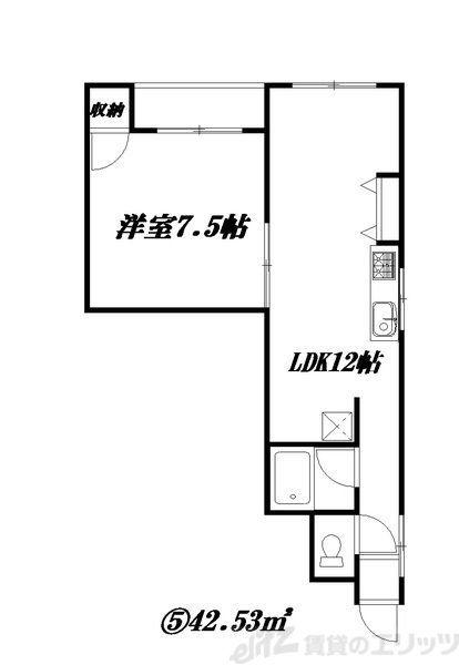 ハイツ浮田(1LDK/3階)の間取り写真