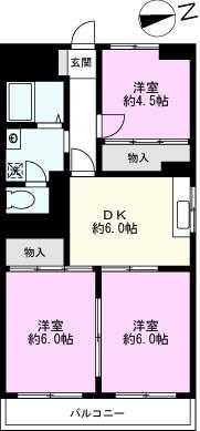 第2千代田マンション(3DK/1階)の間取り写真