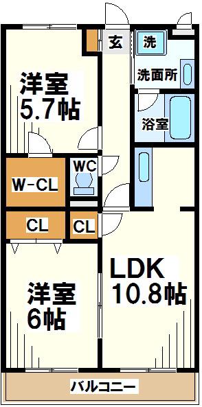 メゾンリヴェ―ル(2SLDK/1階)の間取り写真