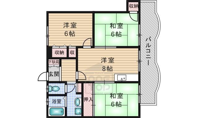 サンシャイン茨木パート2(3LDK/1階)の間取り写真