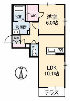 グランフラーヴ天神(1LDK/1階)の間取り写真