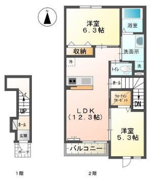 プティ・フルール(2LDK/2階)の間取り写真