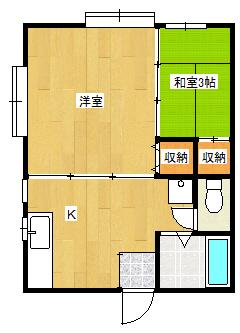 シャンブル江南C(2K/1階)の間取り写真