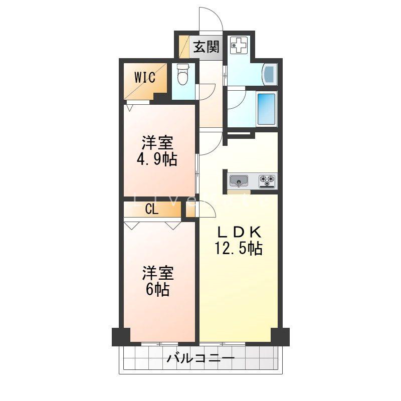 グランリベレ明石(2LDK/2階)の間取り写真