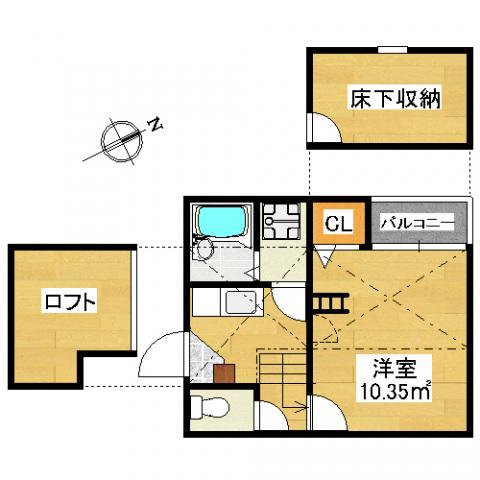 コンフォートベネフィス大橋南II(1K/1階)の間取り写真