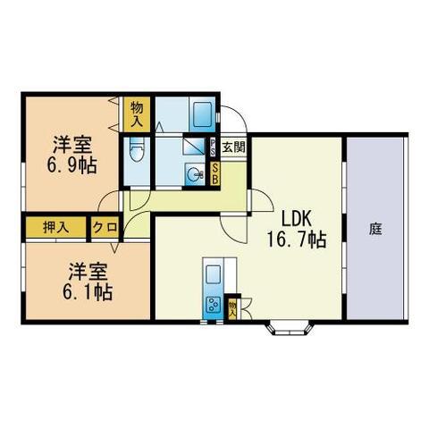 フォレストヒル青木C棟(2LDK/1階)の間取り写真