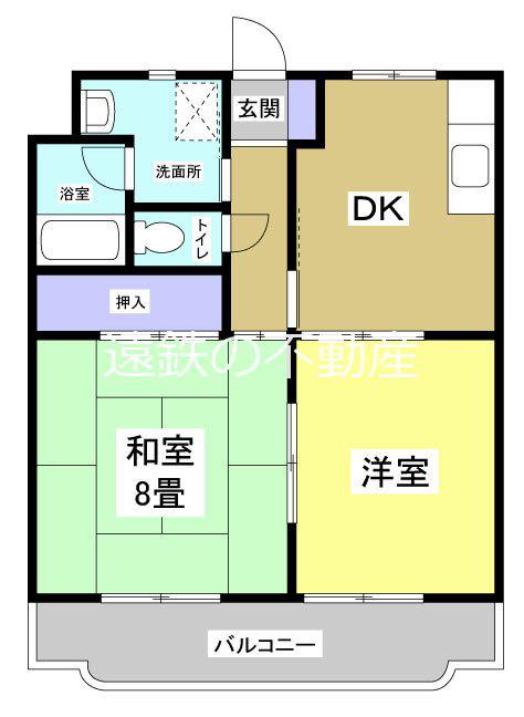 マンションカズ(2DK/4階)の間取り写真