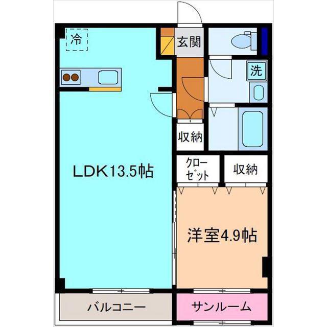 GUFO(1LDK/3階)の間取り写真