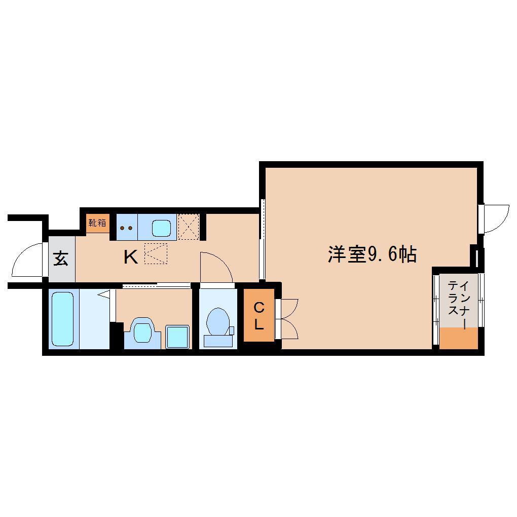 近鉄橿原線 新ノ口駅 徒歩4分 2階建 築6年(ワンルーム/1階)の間取り写真
