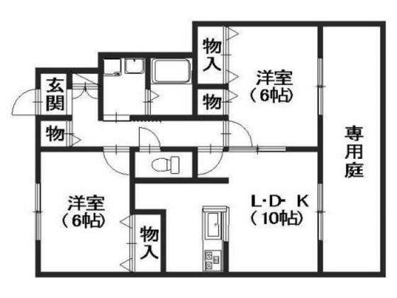 ソレジオ中野(2LDK/1階)の間取り写真