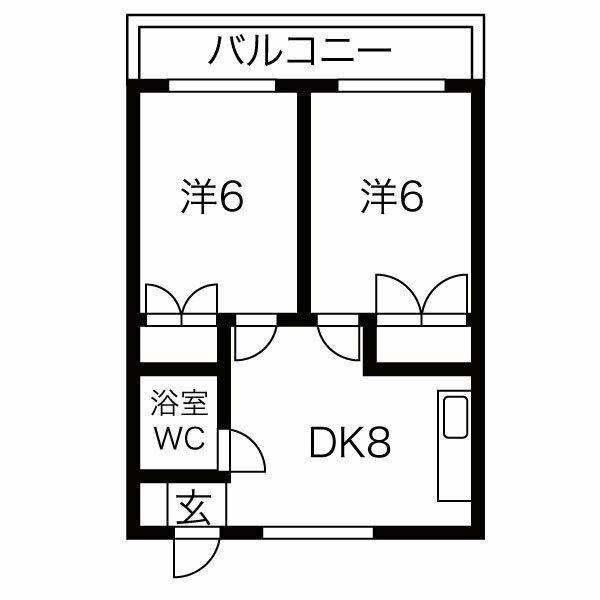 コーポハピネス(2DK/3階)の間取り写真