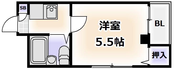 ファイブイズム針中野(1K/1階)の間取り写真