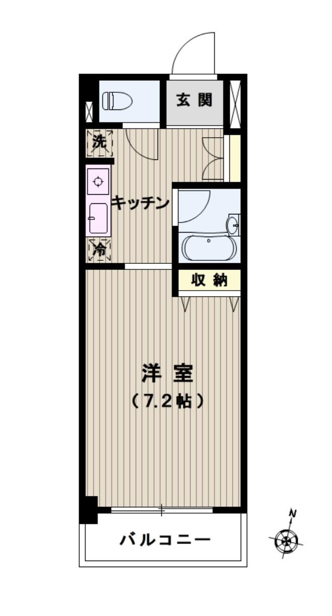 ロジュマン銀嶺(1K/2階)の間取り写真