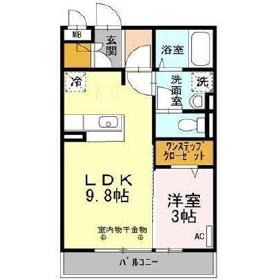 コム・シェ・ヴA(1LDK/3階)の間取り写真