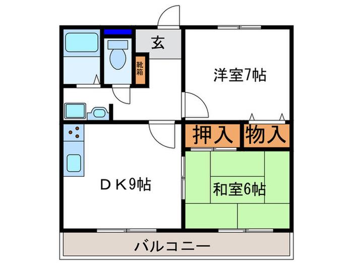 スラージュマンI(2DK/1階)の間取り写真