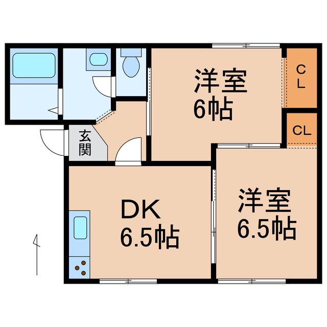 タウニィ料理松(2DK/1階)の間取り写真