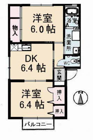 シャーメゾン中仙道(2DK/2階)の間取り写真