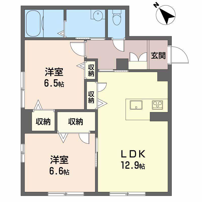 シャーメゾン ルミエール(2LDK/1階)の間取り写真