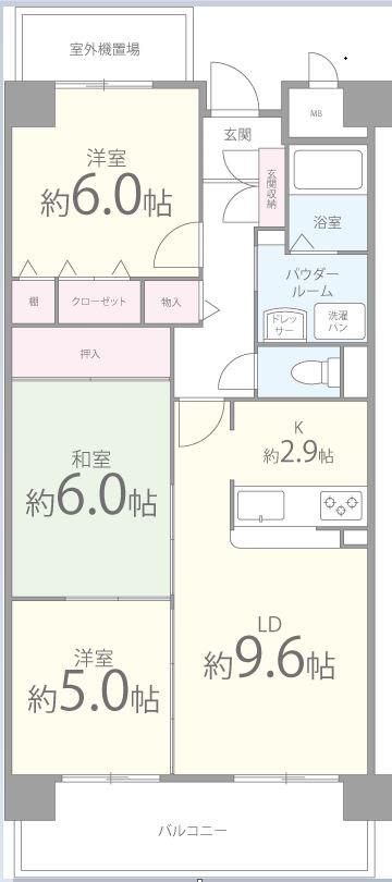 シーズモア(2LDK/3階)の間取り写真