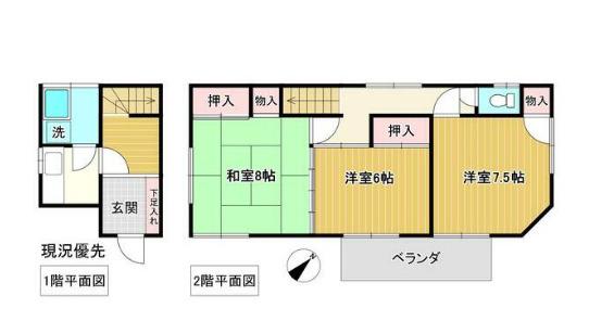 らーみんハイツ(3K/2階)の間取り写真
