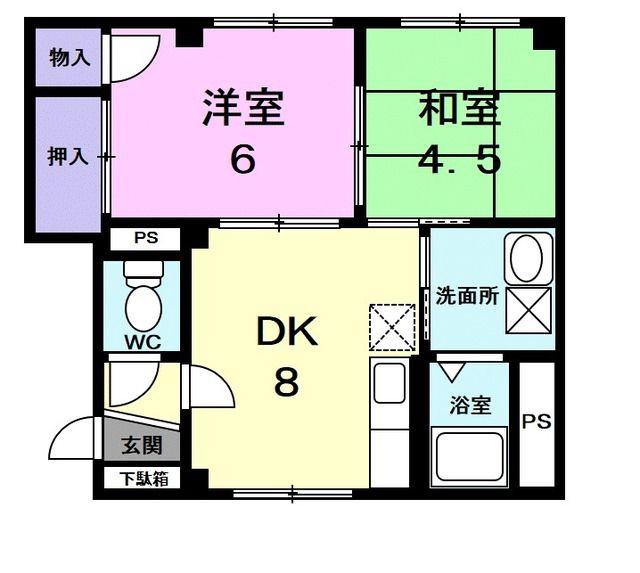 カイザー松森(2DK/2階)の間取り写真
