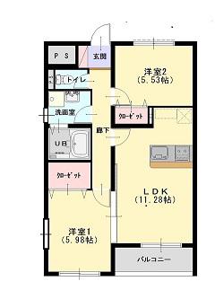 J-003(2LDK/3階)の間取り写真